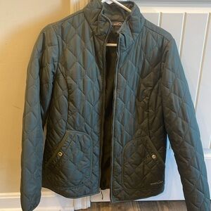Quilted Eddie Bauer Women's Jacket Coat Olive Green Jacket - Size M